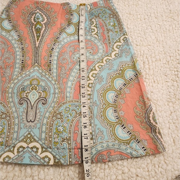 Tlrina Turk paisley floral teal and peach pencil skirt size 4 - Picture 10 of 12